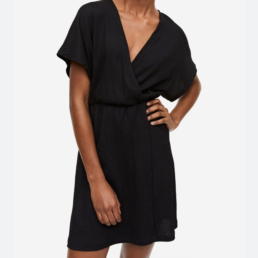 H&M Black V-Neck Swim Coverup Dress